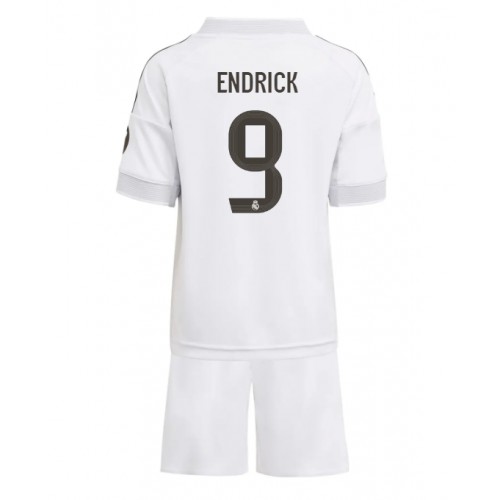 Fotbalové Dres Real Madrid Endrick #9 Dětské Domácí 2025-26 Krátký Rukáv (+ trenýrky)